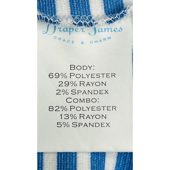 Draper James Persley Ponte Knit Dress Size M Blue White Stripe Red Trim - Picture 5 of 13